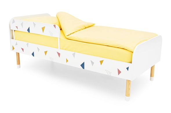 Кроватка Stumpa Классика "Треугольники желтый, синий, розовый" в Барнауле - изображение