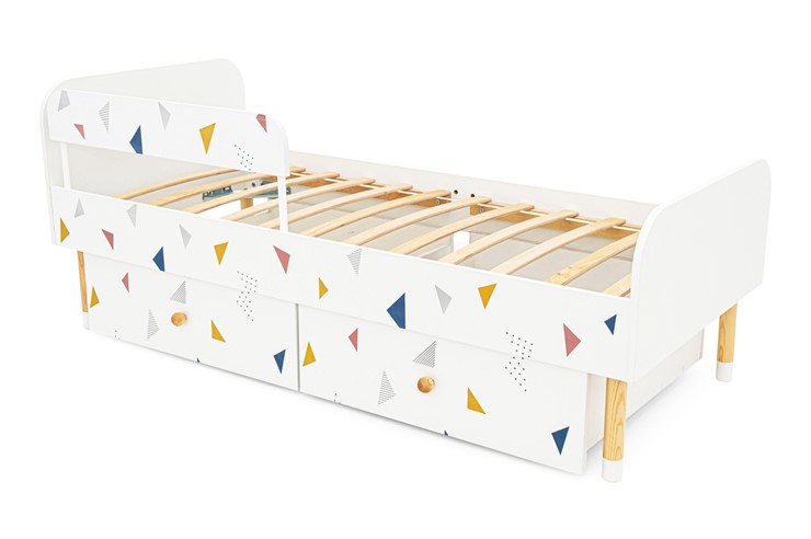 Кроватка Stumpa Классика "Треугольники желтый, синий, розовый" в Барнауле - изображение 11