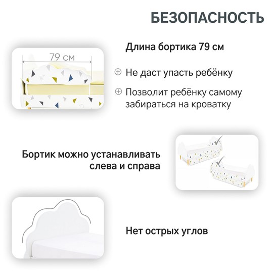 Кровать в детскую Stumpa Облако "Треугольники зеленый, синий" в Барнауле - изображение 15