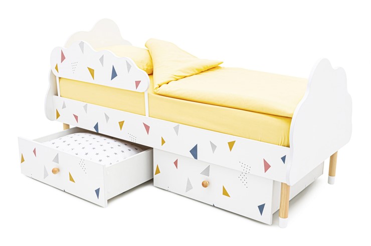 Кровать в детскую Stumpa Облако "Треугольники желтый, синий, розовый" в Барнауле - изображение 4