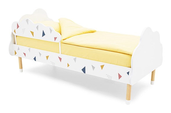 Кровать в детскую Stumpa Облако "Треугольники желтый, синий, розовый" в Барнауле - изображение