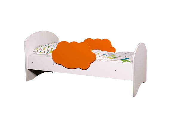 Детская кровать с бортиками Тучка, корпус Белый, фасад Оранжевый в Барнауле - изображение