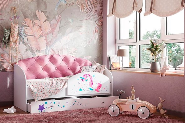 Детская кровать с бортиками Звездочка с бортиком, Розовый в Барнауле - изображение