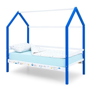 Кровать-домик детская Svogen сине-белый/барашки в Барнауле