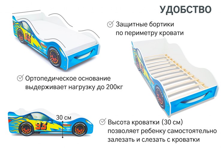 Детская кровать-машина Тачка синяя в Барнауле - изображение 4