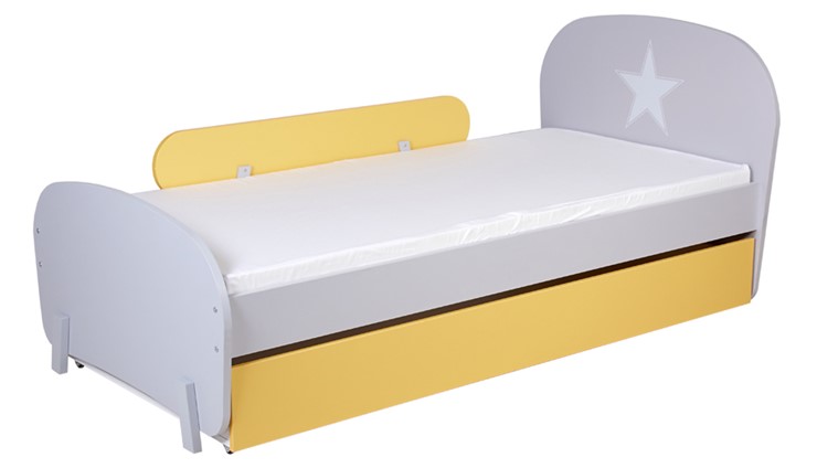 Кровать с ящиком POLINI Kids Mirum 1915 Серый / Желтый в Барнауле - изображение 4