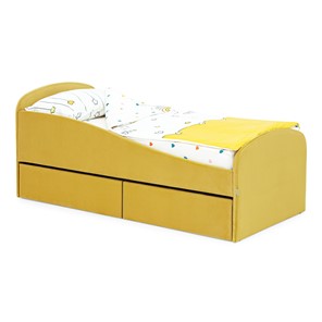 Односпальная детская кровать с ящиками Letmo 190х80 горчичный (велюр) в Барнауле
