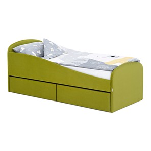 Мягкая кровать с ящиками Letmo 190х80 оливковый (велюр) в Барнауле