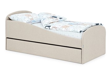 Мягкая кровать с ящиком Letmo карамель (рогожка) в Барнауле