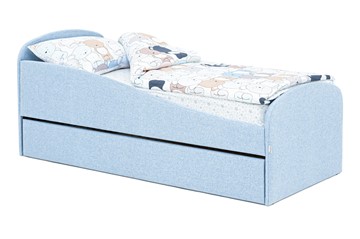 Кровать в детскую с ящиком Letmo небесный (рогожка) в Барнауле - предосмотр