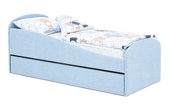 Кровать в детскую с ящиком Letmo небесный (рогожка) в Барнауле - изображение
