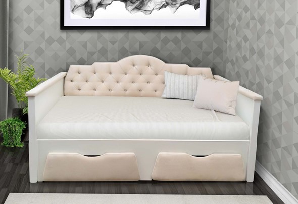 Кровать-софа Фея 800х1600, ЛДСП белый/ткань велюр в Барнауле - изображение