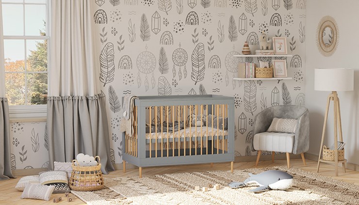 Кровать для новорожденных POLINI Kids Simple 360 Серый / Натуральный в Барнауле - изображение 7