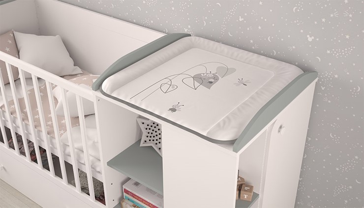 Кроватка-трансформер с комодом POLINI Kids Ameli 800 Белый / Серый, серия AMELI в Барнауле - изображение 3