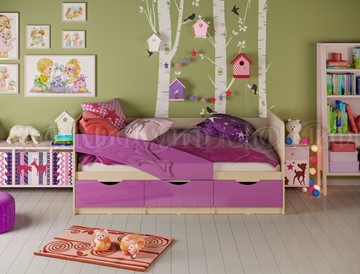 Кровать в детскую Дельфин, Фиолетовый глянец 80х200 в Барнауле