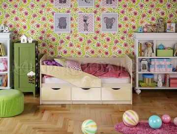 Детская кровать Бабочки 800*1800, Ваниль глянец в Барнауле