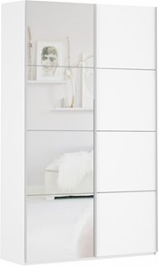 Шкаф 2-х дверный Прайм (ДСП/Зеркало) 1600x570x2300, белый снег в Барнауле