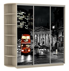 Шкаф 3-х створчатый Экспресс, со стеллажом, 2700х600х2400, Ночной Лондон/шимо светлый в Барнауле