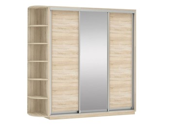 Шкаф 3-дверный Экспресс (ДСП/Зеркало/ДСП) со стеллажом, 2100х600х2400, дуб сонома в Барнауле