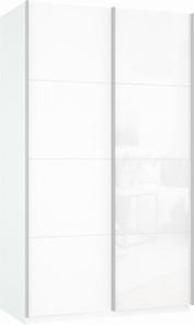 Шкаф Прайм (ДСП/Белое стекло) 1200x570x2300, белый снег в Барнауле