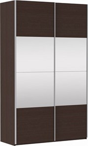 Шкаф 2-дверный Прайм (ДСП/Зеркало) 1400x570x2300, венге в Барнауле - предосмотр 2