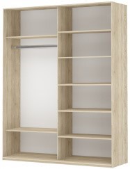 Шкаф 2-х створчатый Прайм (Зеркало/Белое стекло) 1400x570x2300, дуб сонома в Барнауле - изображение 1