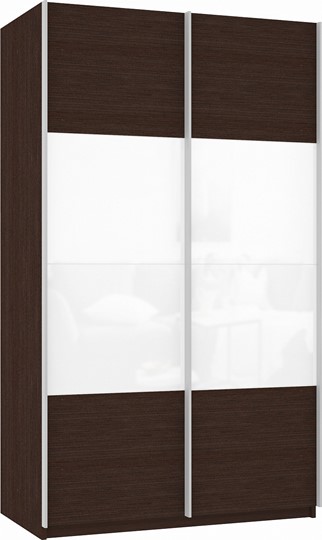 Шкаф 2-створчатый Прайм (ДСП/Белое стекло) 1200x570x2300, венге в Барнауле - изображение 2
