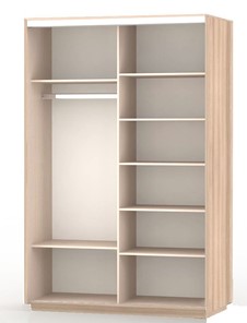 Шкаф 2-х створчатый Экспресс (ДСП/Зеркало), со стеллажом 1700х600х2400, шимо светлый в Барнауле - предосмотр 1