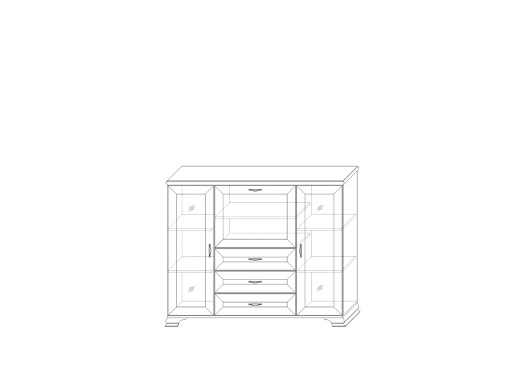 Шкаф низкий (2 стеклодвери) Сиена, Бодега белый / патина золото в Барнауле - изображение 1