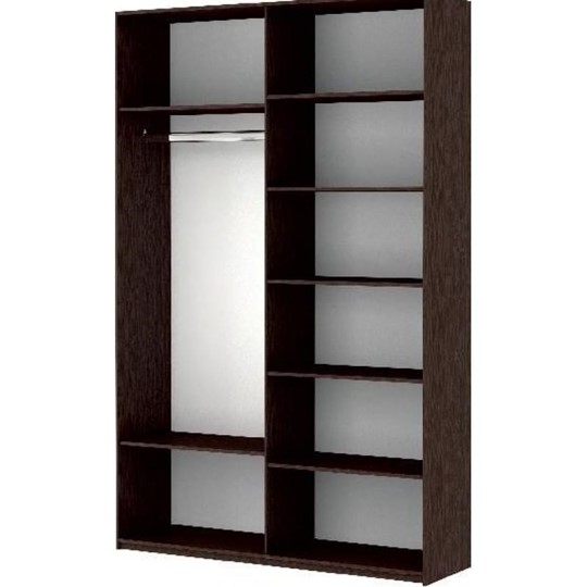 Шкаф 2-створчатый Прайм (Зеркало/Белое стекло) 1600x570x2300, венге в Барнауле - изображение 1