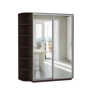 Шкаф 2-дверный Экспресс (2 зеркала), со стеллажом 1700x600x2400, венге в Барнауле