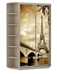 Шкаф 2-створчатый Хит, 1500x600x2200, фотопечать, со стеллажом, париж, шимо светлый в Барнауле