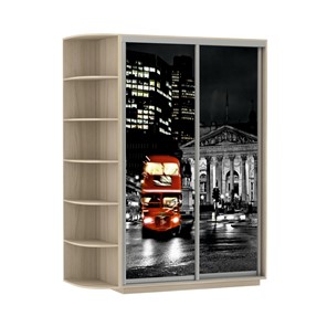 Шкаф 2-х дверный Экспресс 1500x600x2200, со стеллажом, Ночной Лондон/шимо светлый в Барнауле
