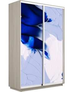Шкаф 2-х створчатый Экспресс 1400x450x2200, Абстракция бело-голубая/шимо светлый в Барнауле