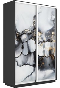Шкаф двухдверный Экспресс 1400x600x2400, Абстракция серая/серый диамант в Барнауле