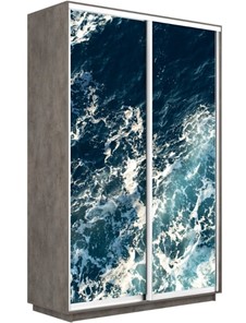 Шкаф 2-х дверный Экспресс 1400x600x2400, Морские волны/бетон в Барнауле