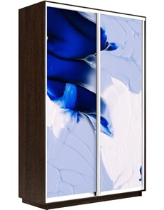 Шкаф 2-створчатый Экспресс 1600x450x2200, Абстракция бело-голубая/венге в Барнауле - предосмотр