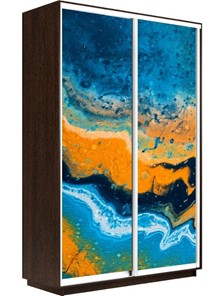 Шкаф 2-створчатый Экспресс 1600x600x2200, Абстракция оранжево-голубая/венге в Барнауле