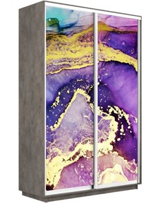 Шкаф Экспресс 1600x600x2400, Абстракция фиолетово-золотая/бетон в Барнауле