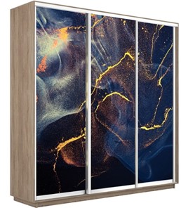 Шкаф 3-дверный Экспресс 1800х450х2400, Абстракция золотая пыль/дуб сонома в Барнауле