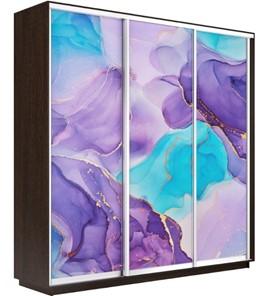 Шкаф 3-створчатый Экспресс 1800х600х2200, Абстракция фиолетовая/венге в Барнауле
