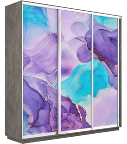 Шкаф 3-х дверный Экспресс 2100х450х2200, Абстракция фиолетовая/бетон в Барнауле
