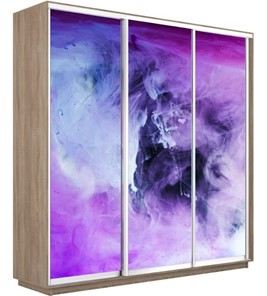 Шкаф 3-дверный Экспресс 2400х600х2200, Фиолетовый дым/дуб сонома в Барнауле