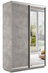 Шкаф 2-х дверный Экспресс (ДСП/Зеркало) 1200х450х2200, бетон в Барнауле