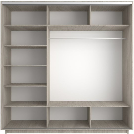 Шкаф трехдверный Экспресс (Зеркало/ДСП/Зеркало), 1800х600х2400, шимо светлый в Барнауле - изображение 1
