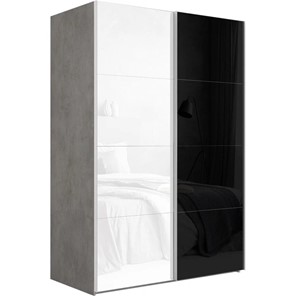 Шкаф 2-дверный Эста (Стекло белое/Стекло черное) 1600x660x2200, бетон в Барнауле