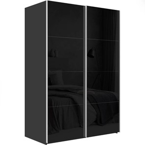 Шкаф 2-х дверный Эста (Стекло черное/Стекло черное) 2000x660x2400, серый диамант в Барнауле