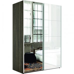 Шкаф 2-дверный Эста (Зеркало/Стекло белое) 2000x660x2400, венге мали в Барнауле