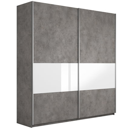 Шкаф двухдверный Широкий Прайм (ДСП / Белое стекло) 2200x570x2300, Бетон в Барнауле - изображение