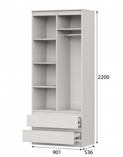 Шкаф 2-дверный Бриз-1 комбинированный, ясень анкор светлый в Барнауле - изображение 2